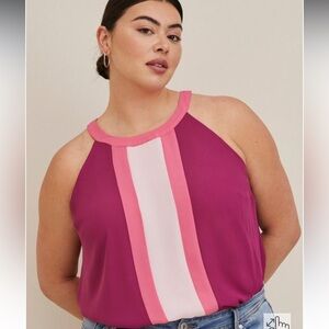 Torrid Women's Pink and Cream Halter Top